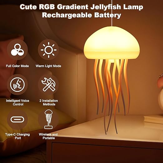 Jellyfish LED Night Lamp with Dancing Tentacles