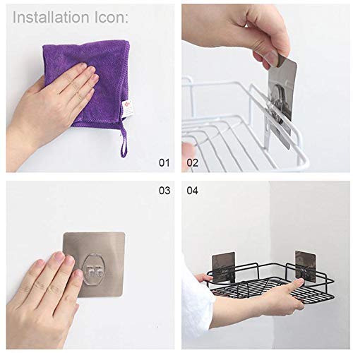 Self-Adhesive Shelves for Corner Walls for Bathroom Organizer with 2 hook stickers