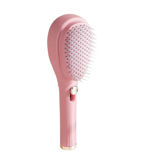 Retractable Hair Brush with Self-Cleaning Bristles