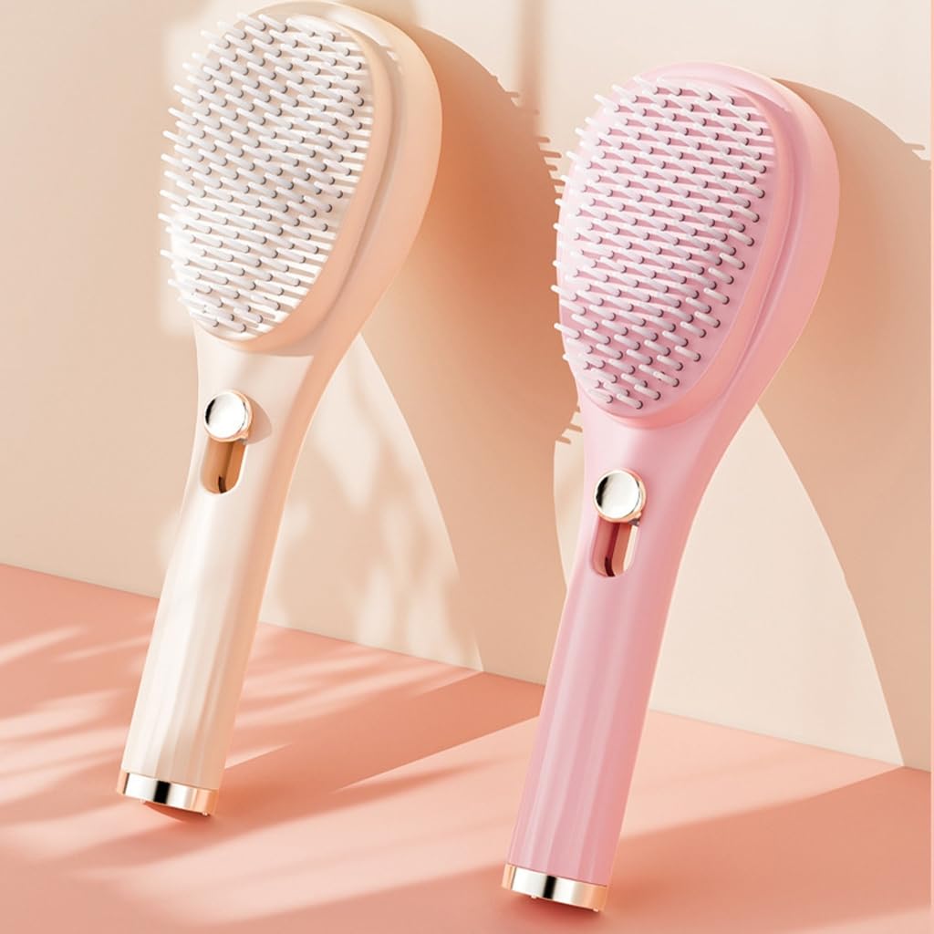 Retractable Hair Brush with Self-Cleaning Bristles