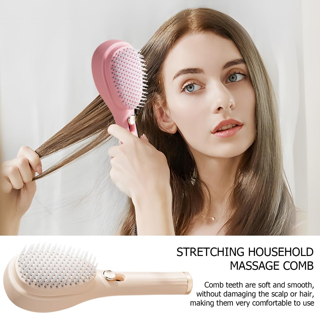 Retractable Hair Brush with Self-Cleaning Bristles