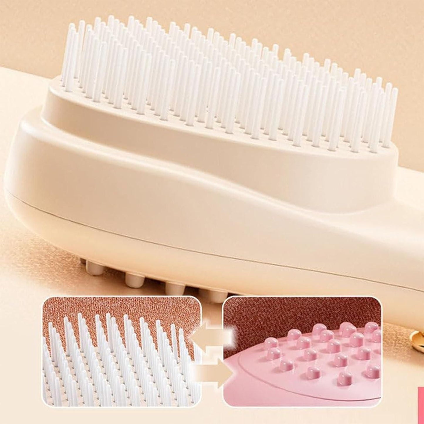 Retractable Hair Brush with Self-Cleaning Bristles