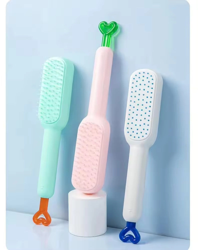 Easy Clean Retractable Hair Brush with Detangling 3D Air Cushion Self Cleaning Massage