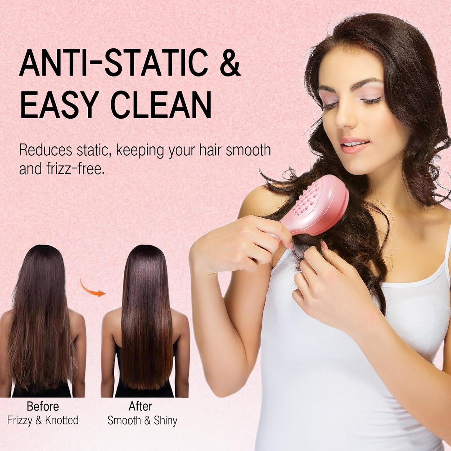 Retractable Hair Brush with Self-Cleaning Bristles