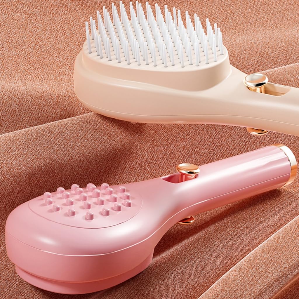 Retractable Hair Brush with Self-Cleaning Bristles