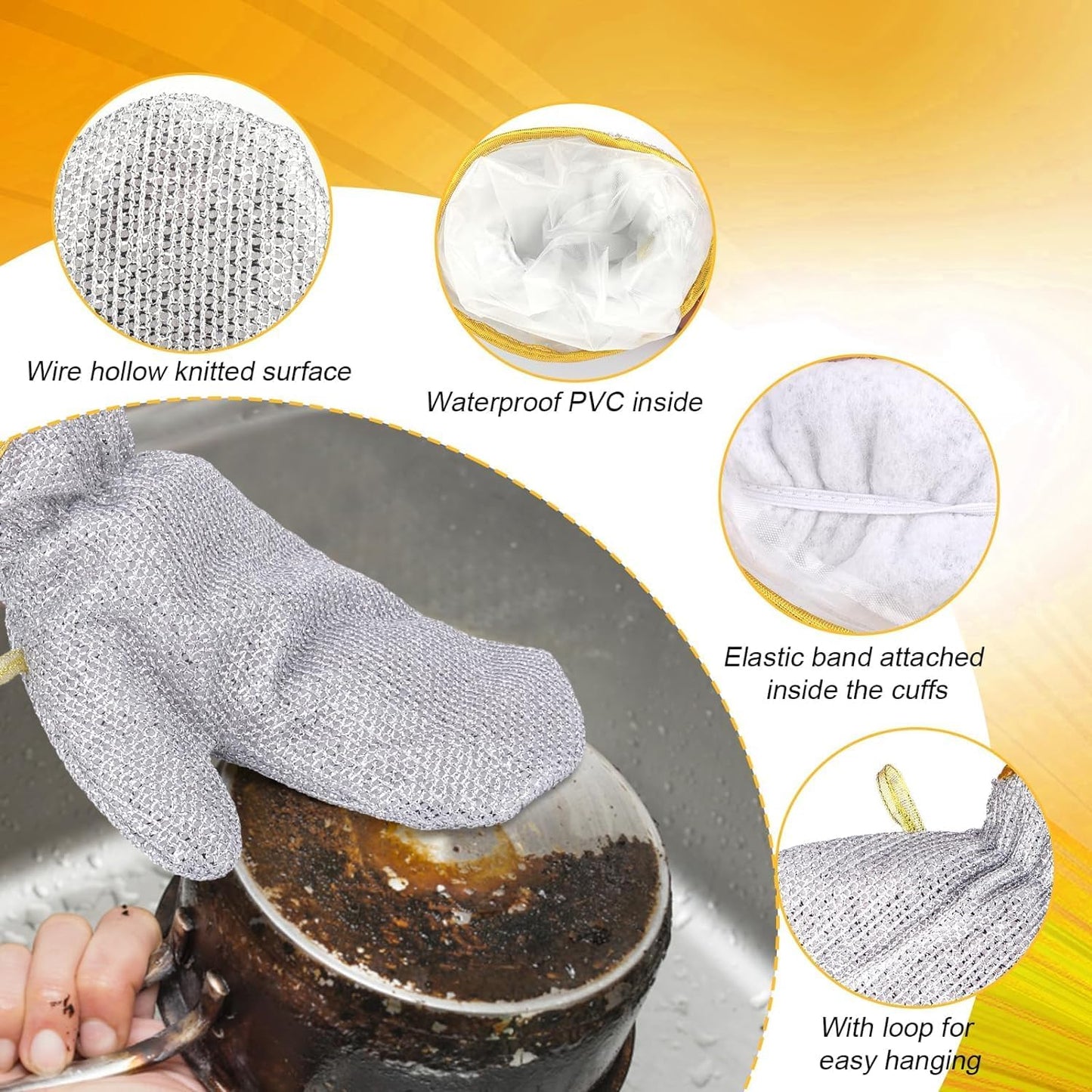 Wire Dishwashing Gloves 1 pair (2 pcs)