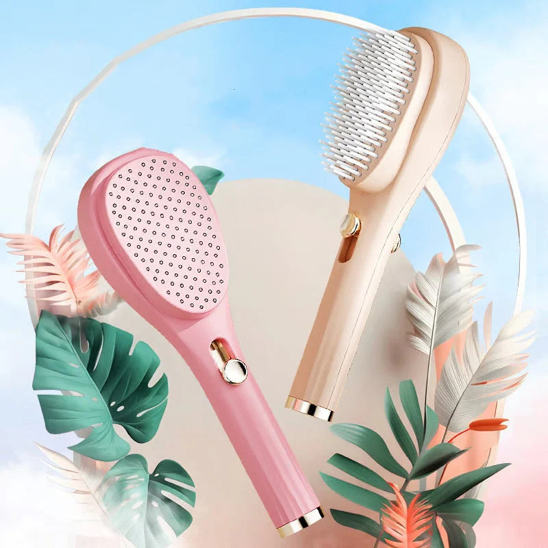 Retractable Hair Brush with Self-Cleaning Bristles